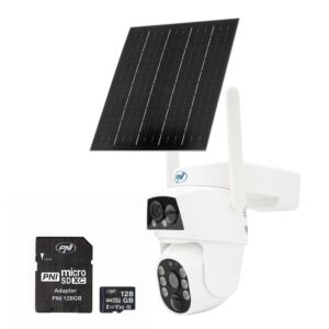 Pacote de Câmera de Videovigilância GSM 4G PTZ PNI IP894 e Cartão de Memória MicroSD PNI 128GB