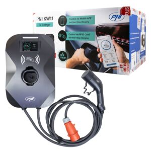 Estação de carregamento PNI KW11, 16A, 11KW, para carros eléctricos, 85V - 415V, trifásico, cabo tipo 2 e conetor de 7 pinos