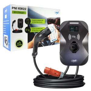 PNI KW22 estação de carregamento, 32A, 22KW, para carros eléctricos, 85V - 415V, trifásico, cabo tipo 2 e conetor de 7 pinos