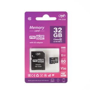 Cartão de memória MicroSD PNI 32 GB com adaptador SD