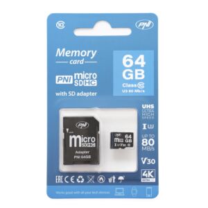 Cartão de memória MicroSD PNI 64 GB com adaptador SD