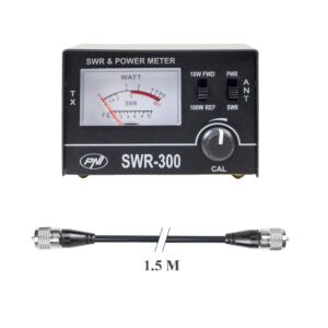 Conjunto de refletômetro e medidor de ROE PNI SWR-300 PWR-SWR, para medição de ROE, e cabo de conexão PNI R150.