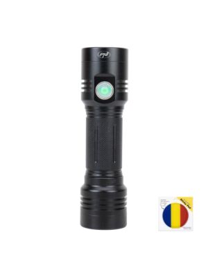 Kit de lanterna dupla PNI Adventure F200 em alumínio com LED, bateria de 4000mAh e bandeira adesiva inclusa.