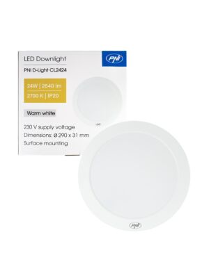 Luminária de teto LED PNI D-Light CL2424 24W, redonda, 2700K, alimentação 230V, 2640 lm, branco quente, diâmetro 29 cm