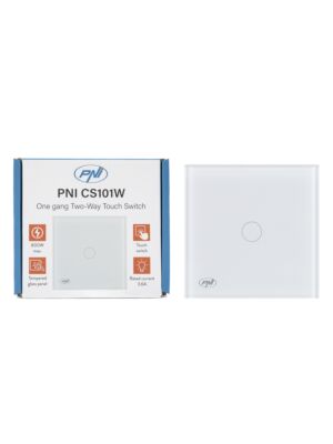 Chave escada simples e chave cruzada com toque PNI CS101W em vidro, branco com indicador LED, 800W