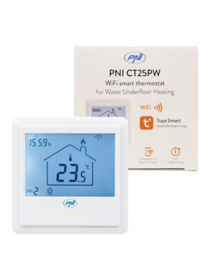 Termostato inteligente integrado PNI CT25PW WiFi, controle de internet, aquecimento de água sob o piso, atuadores, fonte de alimentação