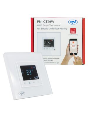 Termostato inteligente WiFi PNI CT26W para aquecimento elétrico de piso ou grupo de bombeamento, sensor de piso incluído, 10A, m