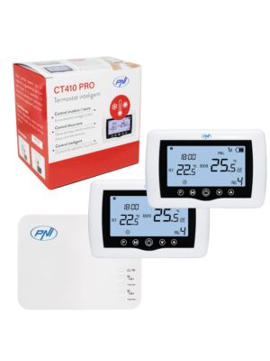 Termostato inteligente PNI CT410 PRO wireless, com WiFi, controle 2 zonas via Internet, para centrais de aquecimento, bombas, eletricidade