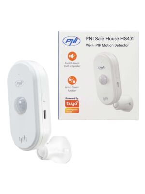 Sensor de movimento PNI SafeHouse HS401 PIR com Wi-Fi, compatível com o aplicativo Tuya, alarme sonoro de 80 dB, alto-falante integrado