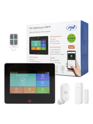 Sistema de alarme sem fio PNI SafeHouse HS670 WiFi GSM 4G, tela sensível ao toque colorida, 99 zonas sem fio, suporte para 5 números de telefone