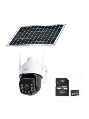 Pacote com câmera de vigilância PNI IP74 Live AOV Black Light 4MP e cartão PNI de 128GB