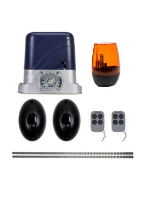 O kit de automação de portão PNI AP800D inclui rack de motor de 4m, fotocélulas, controle remoto, lâmpada, desenvolvimento de 230V 1100 N e 8