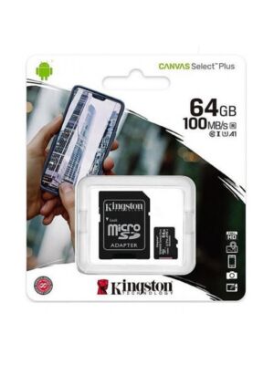 Cartão de memória MicroSD Canvas Select Plus, 64 GB, 100 MB / s, com adaptador