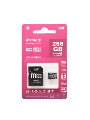 Cartão de memória MicroSD PNI 256GB com adaptador SD Classe 10