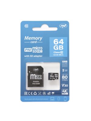Cartão de memória MicroSD PNI 64 GB com adaptador SD Classe 10