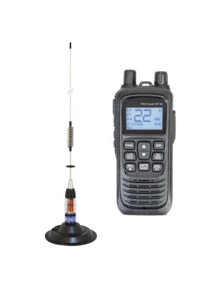Kit de estação de rádio CB portátil PNI Escort HP 92 multi-padrão 4W, 12-24V AM-FM com antena CB PNI ML70 com ímã