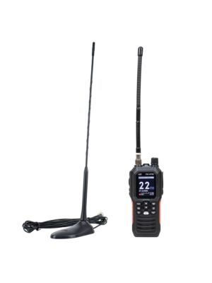 Estação de rádio CB portátil PNI Escort HP 102 multi-padrão, 4W, 12V-24V, AM-FM com antena CB PNI Extra 45 com ímã.