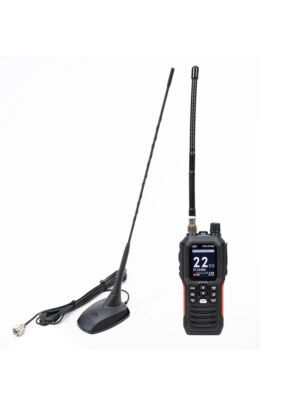 Estação de rádio CB portátil PNI Escort HP 102 multi-padrão, 4W, 12V-24V, AM-FM com antena CB PNI Extra 48 com ímã.