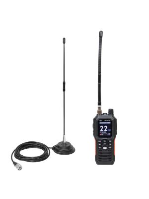 Pacote de estação de rádio CB portátil PNI Escort HP 102 multi-padrão, 4W, 12V-24V, AM-FM com antena CB PNI Extra 40 com ímãs.