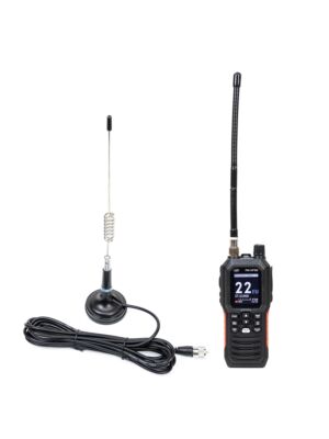 Pacote de estação de rádio CB portátil PNI Escort HP 102 multi-padrão, 4W, 12V-24V, AM-FM com antena CB PNI ML29 com ímã.