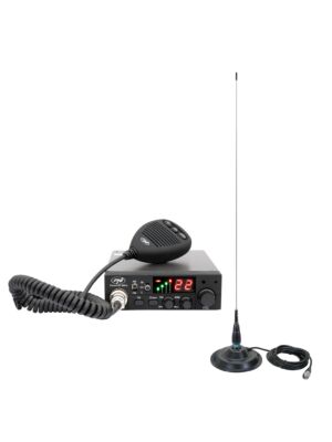 Kit de estação de rádio CB PNI Escort HP 8001L ASQ + antena CB PNI ML145 com ímã 145/PL