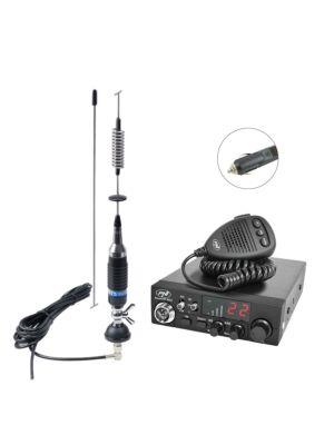 CB PNI ESCORT Pacote da estação de rádio HP 8024, antena 12V-24V ASQ + CB PNI S75 com cabo e montagem fixa