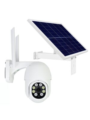 Câmera de vigilância por vídeo com painel solar fotovoltaico