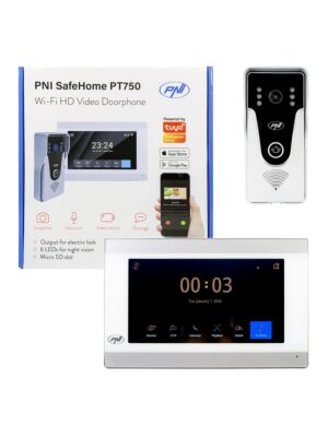 Vídeo porteiro inteligente PNI SafeHome PT750 WiFi HD, P2P, monitor interno, aplicativo Tuya Smart dedicado, integração em