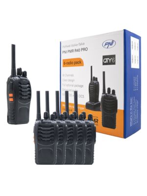 Kit de 6 estações de rádio portáteis PNI PMR R40 PRO baterias, carregadores e fones de ouvido incluídos