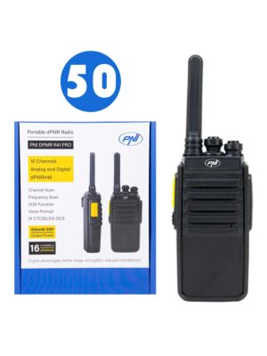 Caixa com 50 estações de rádio portáteis PNI DPMR R41.