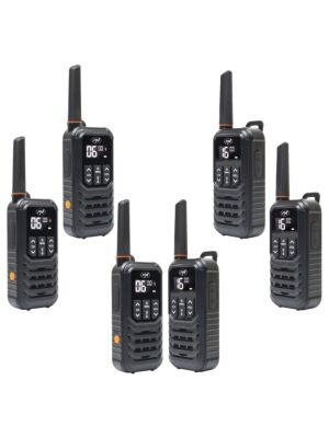 Kit de 6 estações de rádio portáteis PNI PMR R80 PRO 0,5W, 16 canais, à prova d'água IP67, com lanterna LED, botão SOS, VOX, USB-C