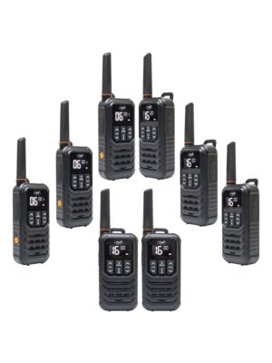 Kit de 8 estações de rádio portáteis PNI PMR R80 PRO 0,5W, 16 canais, à prova d'água IP67, com lanterna LED, botão SOS, VOX, USB-C
