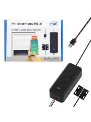 Relé inteligente PNI SmartHome RG121 com Wi-Fi para controle de abertura de porta/portão de garagem, compatível com o aplicativo Tuya, 