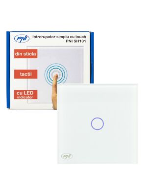 Interruptor simples com toque PNI SH101 em vidro, branco com indicador LED