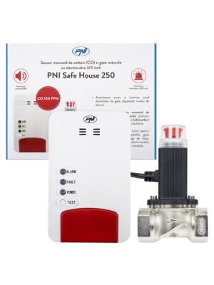 PNI Safe House Dual Gas 250 kit com sensor de monóxido de carbono (CO) e gás natural e válvula solenóide