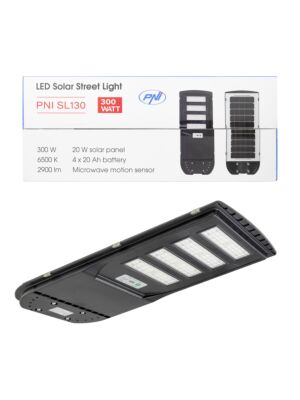 Lâmpada de iluminação pública PNI SL130 20W, com painel solar embutido de 20W, 6500K, 2900lm, 4 x bateria embutida de 20Ah, s
