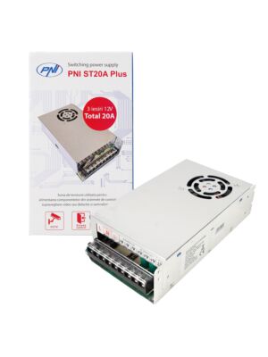 Fonte de tensão chaveada PNI ST20A Plus 230V a 12V 20A estabilizada para sistemas de vigilância