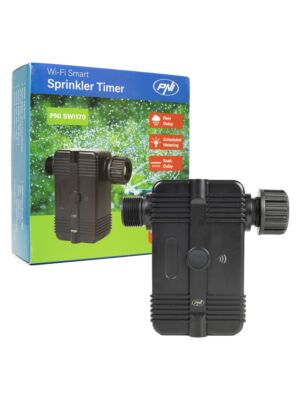 Programador de irrigação inteligente PNI SWI170, Wi-Fi, conexão 3/4 ou 1/2, 1700 l/h, controle via aplicativo Tuya, comp