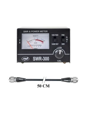 Conjunto de refletômetro e medidor de ROE PNI SWR-300 PWR-SWR, para medição de ROE, e cabo de conexão PNI R50.