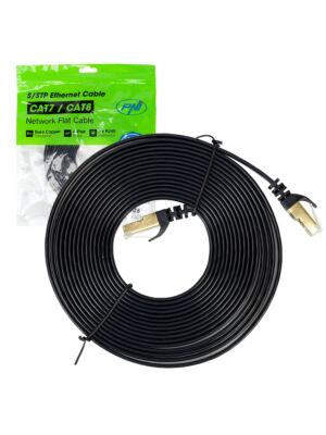 Cabo de rede plano CAT7 preto