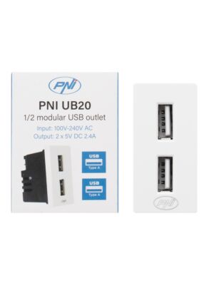 Tomada de alimentação 2 x USB PNI UB20, 5V 2,4A