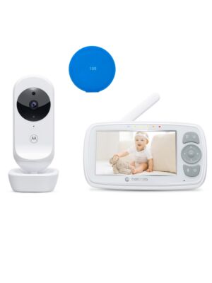 Pacote Monitor de vídeo para bebés Motorola VM34 com ecrã de 4,3 polegadas + almofada adesiva Azul