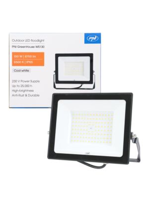 Refletor LED PNI GreenHouse WS130 100 W, fonte de alimentação 230 V, 8700 lm, 6500 K, IP65