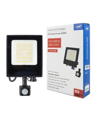 Refletor LED PNI GreenHouse WS550 50W com Sensor de Movimento, Configuração de Sensibilidade, Duração da Iluminação, 3000K - 6500K, Função