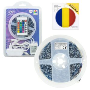 Pacote de fita de LED PNI 5050RGB inclui 300 LEDs, RGB, Dimmable, Lights Shows, 5 metros, IP20 e flag de sticky pad