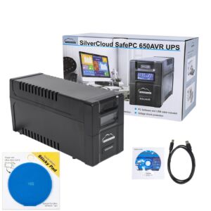 Pacote nobreak SilverCloud SafePC 650AVR com alimentação de 360W e Sticky Pad Blue incluído