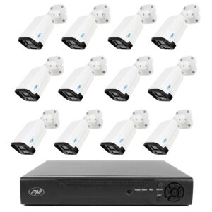 Pacote de vigilância por vídeo NVR PNI House IP716 e 12 câmeras PNI IP125 com IP, 5MP