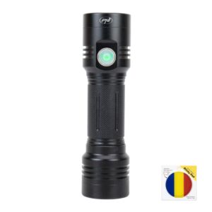 Kit de lanterna dupla PNI Adventure F200 em alumínio com LED, bateria de 4000mAh e bandeira adesiva inclusa.