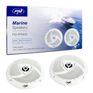 Alto-falantes coaxiais para barcos PNI BTA650, 120W, 16,5 cm, conjunto de 2