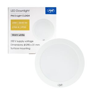 Luminária de teto LED PNI D-Light CL2424 24W, redonda, 2700K, alimentação 230V, 2640 lm, branco quente, diâmetro 29 cm
